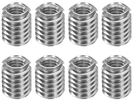 sourcing map 8Pcs Threaded Insert, Stainless Steel M2.5-0.45 Female to M4-0.7 Male Repair Nut 5mm Long Thread Adapters Sleeve Reducing Nut Thread Repair Screw for Hardwoods Softwoods