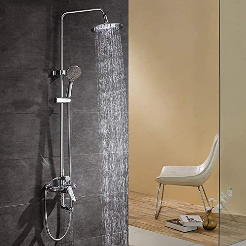 Soffione Doccia per Bagno, Set Doccia Multifunzione a Tre velocità, soffione Doccia a Pioggia, Rubinetto in Rame per Bagno, Placcato nel Muro