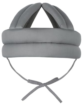 Elderly Safety Helmet - Anti Shock, Anti-Fall Cap, Soft Breathable Sponge Hat, Adjustable Elder Head Protection with Chin Strap, Brown, Grey (Grey)