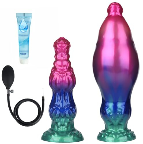 Sex Toys Butt Plug Anal Dildo, Huge Anal Inflatable Dildo Silicone with Suction Cup, Fantasy Monster Dildo Anal Trainer Stretcher Dilators for Women Men Couple