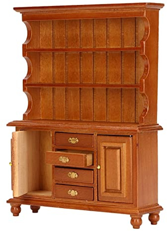Sxhlseller Bibliothèque Rétro Miniature pour Maison de Poupée, Fonctionnelle pour Le Salon, Le Bureau, la Décoration, Matériau en Bois pour Poupées 1:12, Maison Miniature