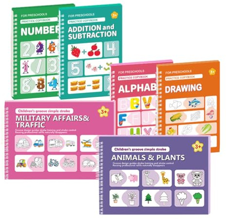 Générique Exercices d'Écriture Guidée pour,Jouets Éducatifs Alphabet Rainuré | Cahier d'Apprentissage des Lettres et de l'Écriture - Pour De Maternelle Débutants Enseignants École Salle De Classe