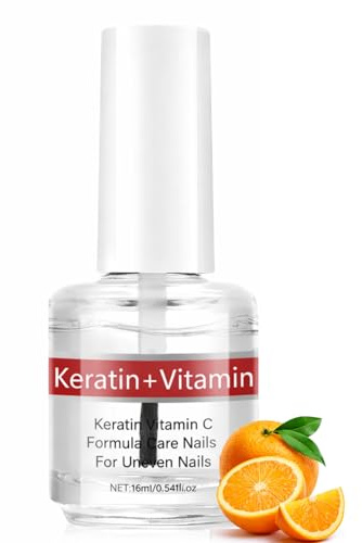 Nail Strengthener & Growth Treatment with Vitamin C - Keratin Nail & Cuticle Oil - Moisturising Repair Oil for Dry Damaged Nails, Nourishing Cuticle Care for Strong Healthy Nails, 16ml