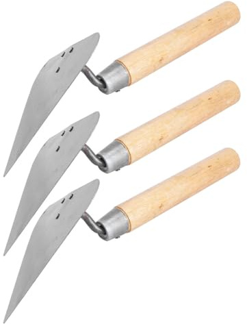 Alipis Paleta Triangular de Albañilería de 3 Piezas con Mango de Madera Natural, Acero Inoxidable, para Acabado y Nivelado de Yeso, Cemento y Ladrillos, Herramienta Manual