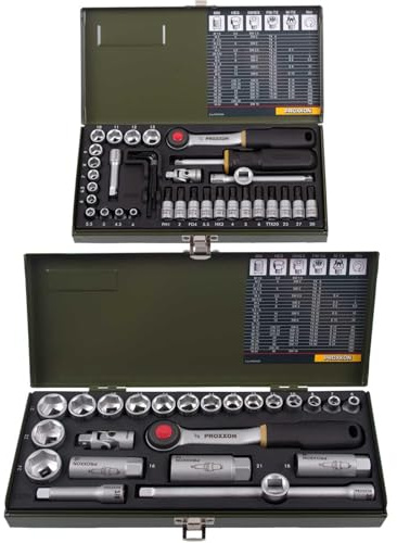 BandelOne enthält Proxxon Steckschlüssel Satz 1/4+3/8 Zoll 60 tlg. Knarrenkasten Nüsse Bits