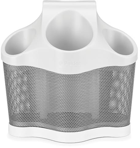 Polder BTH-7050-79B Style Station - Hair Styling Storage Unit - Heat Resistant and Ideal for Blow Dryers, Curling Irons, Brushes & More - White