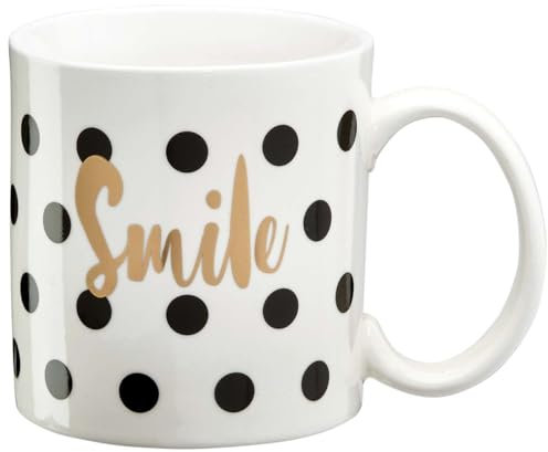 DRAEGER PARIS | Mug Black & Gold porcelaine fine Smile |Idée cadeau belle journée, Sourire, Réveil à offrir à vos collègues, amis, proches |Mug café original avec coffret Cadeau