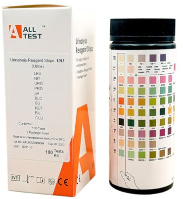 Cystitis Test Urine Infection Testing Strips by ALLTEST 10 Parameter Urine Dip Test (100 Test Strip Pack) for Blood, Protein, Blood and White Cells