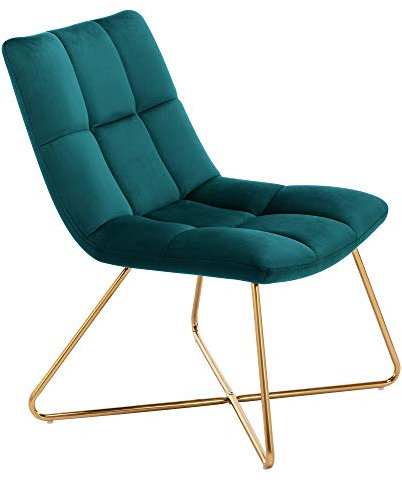 Duhome Lounge Sessel, Liegestuhl, Samt Wohnzimmer möbel, TV-Stuhl mit goldenen Metall Beinen, Dunkelgrün