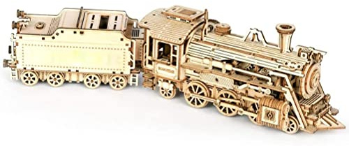 Bagima Puzzle 3D de tren de vapor, modelo de vehículo 3D, rompecabezas de madera, kit de montaje para adultos y jóvenes, juego de rompecabezas 3D, kit de construcción de maquetas de madera, regalos