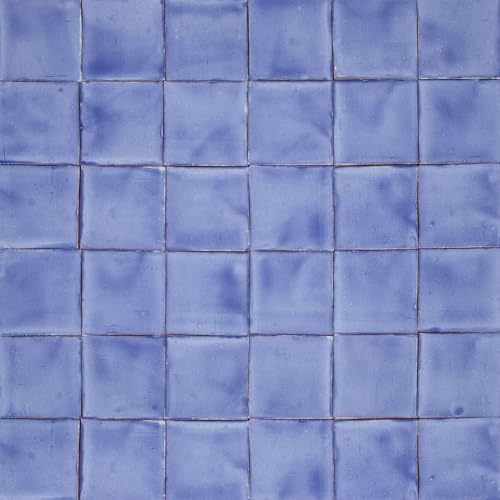 Cerames piastrelle monocolore messicane Talavera Hernández – ceramiche piastrelle di mosaico blu decorative per bagno, doccia, cucina, Una confezione di 90 piastrelle blu 10,5x10,5 cm