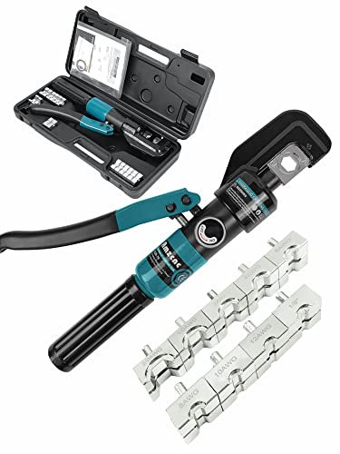 AMZCNC Pinza crimpatrice idraulica a 8 tons, 4 – 70 mm², con 9 paia di pinze per crimpare (4 – 70 mm²)