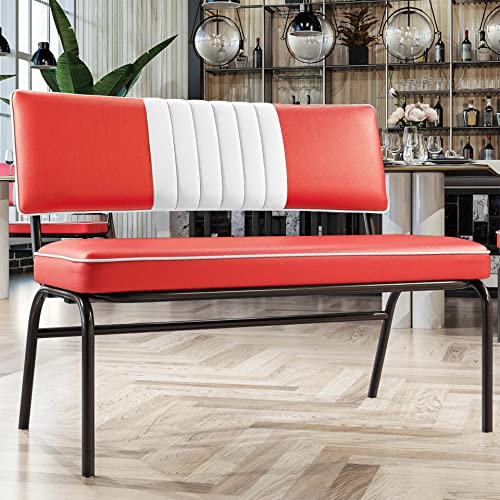 GGMMÖBEL Diner | American Diner Sitzbank | Rot | Gestreift | B:H 110 x 48 cm | Gestreift | American Diner Möbel