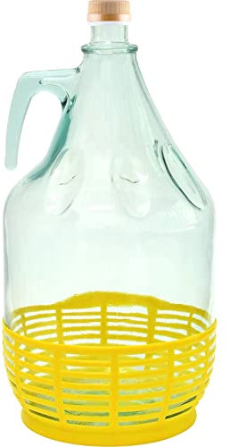 AlcoFermBrew Bonbonne en Verre 5L - Dame-Jeanne avec Bouchon à vis | Bonbonne en Verre | Dame-Jeanne en Verre | Seau Fermentation