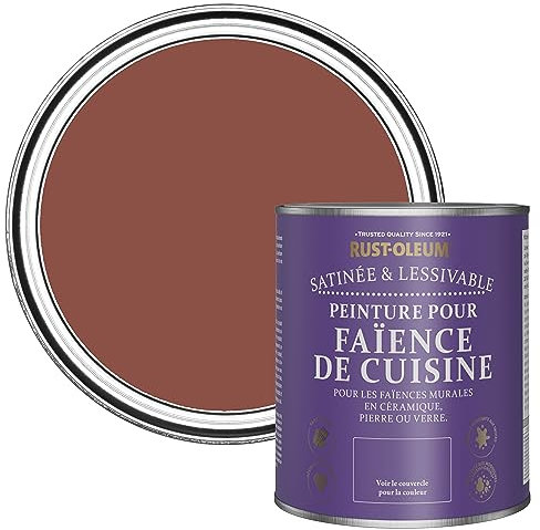 Rust-Oleum Red water resistant Kitchen Tile Paint in Satin Finish - Fire Brick 750ml