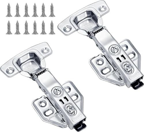 Bohaner 2/4 Pcs Kitchen Units Door Hinges, Soft Close Cupboard Wardrobe Doors Hinges, Folding Doors Hinge with Screws, Full Overlay Mute Cabinet Hinges (2Pcs)