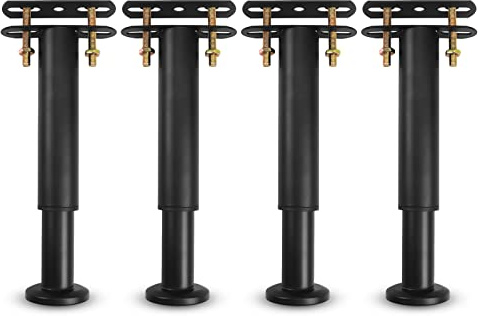 Riobby Bed Support Legs Adjustable Legs, Metal Furniture Foot Retractable Heavy Duty Bed Center Frame Slat Support Leg for Cabinet Sofa Bed Frame Replacement Parts 18cm - 33cm (Black 4 Pack)