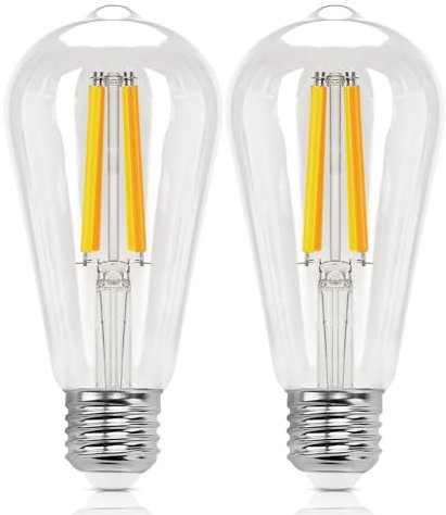 Aigostar Lampadine Smart WiFi E27 Alexa Lampadine Vintage ST64 6W Edison Lampadina WiFi Dimmerabile 2700K-6500K, Controllo Remoto tramite APP, Compatibile Con Alexa, Google Home, Trasparente 2 pezzi