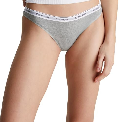 Calvin Klein String Femme avec Ceinture Emblématique, Gris (Grey Heather), M