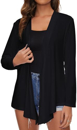 Famrrifuu Gilet Long Femme Cardigan Elegant Manches Longues Veste Léger Ouverte Devant été Gilet Casual