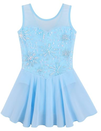 BAOHULU Girl's Ballet Dance Leotards Tutu Skirted Dress Ballerina Dancewear B236_BlueSnowflake_S