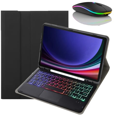 JZCZMCE Keyboard Case for Samsung Galaxy Tab S8 Ultra 14.6'' 2022, Detachable Wireless Backlit Keyboard with Pencil Holder, Thin Slim Folio Cover with Bluetooth Mouse,Black