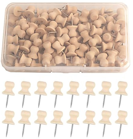 Pinnadeln Holz Pinwand Pins 80 STK Pinnwandnadeln Holz Reißnägel Schön Pins für Pinnwand Nadeln Korkplatte Fotos Handwerke