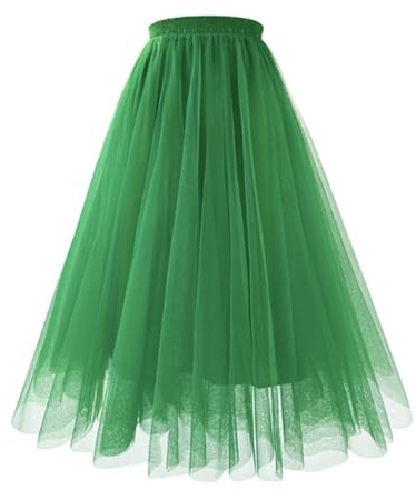 Tüllrock Blau, Damen Lang Tüllrock Maxirock Prinzessin Ballettrock A-Linie Unterrock Karneval Hochzeit Party Tüllrock Damen Tutu Rock Midi Petticoat Hoch Taillierter Rockabilly Faltenrock Kostüm