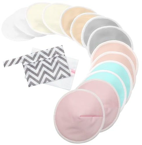 Stilleinlagen waschbar [7 Paar/14 Stück] – Nursing Pads wiederverwendbar mit Waschbeutel & Tragetasche – Hochsaugfähige Stilleinlagen für stillende Mütter – Ökologisch und hautfreundlich
