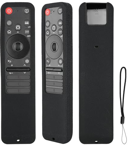Funda para Mando a Distancia de Silicona Compatible con LG MR25GA TV Voz Magia AI Mando a Distancia Cubierta Protectora a Prueba de Choques con Cordón (Negro)