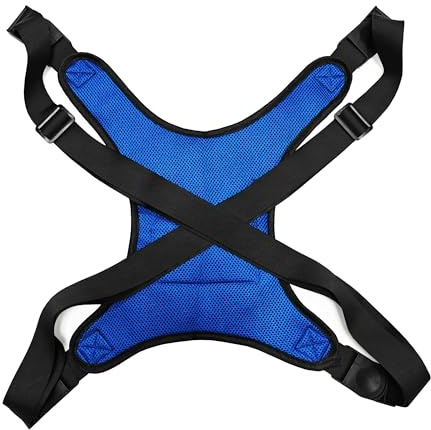 Wheelchair Seat Belt for Adults Chest Harness Safety Strap for Elderly & Disabled Torso Support with Adjustable Anti-Slip Restraint Vest Blue