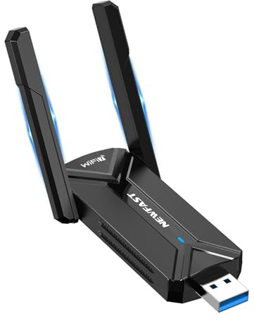 NEWFAST Chiave WiFi 7 potente BE6500 U373, Tri-Band 2.4G/5G/6G, chiave WiFi per PC, adattatori USB WiFi con antenne doppie ad alto guadagno, USB3.0, WPA3, chiave dongle WiFi compatibile con Windows 11