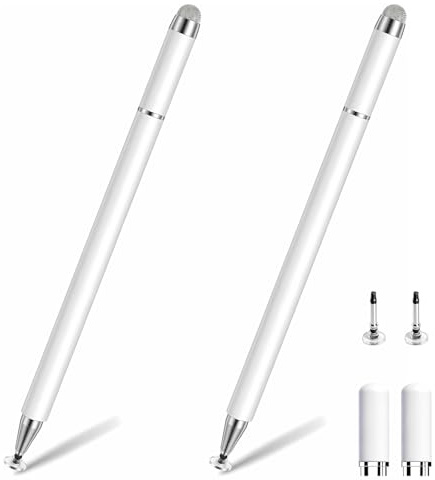 TLDBATICE 2 Pezzi Penna Stylus, Penna Tablet 3 in 1 per Schermo Touch Senza Batteria, Pennino Capacitivo con Punta Fine Disco e Penna a Sfera Compatibile iPad Android Smartphone