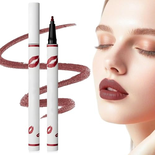 ITCGOB Lipliner vattentät matt – 2-i-1 läppkonturpenna och läppstift långvarig, högpigmenterad rödbrun, exakt kontur och fulla läppar, jämn sammetfinish, #01