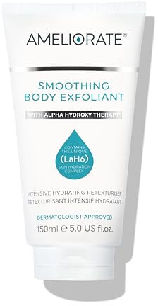 AMELIORATE Smoothing Body Exfoliant 150ml | Suitable for KP, Normal and Dry Skin | Softens Skin with Lasting Hydration for up to 8 hours | Dermatologist Approved and Clinically Proven