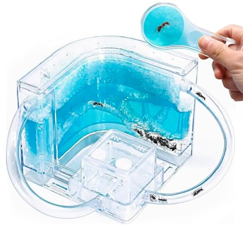 NAVADEAL Ant Farm Castle 2.0 with Connecting Tube, Ant Habitat Science Learning Kit, Best STEM 2021 Educational Kids Toy, Study Insect Behavior at Home & School, Plant Based Blue Gel 3D Maze Ecosystem