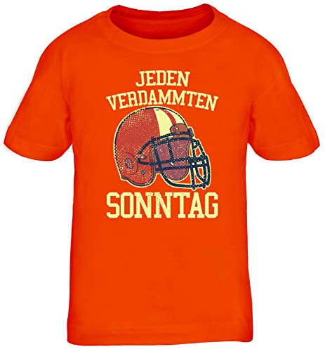 American Football Gruppen Fan Kinder T-Shirt Rundhals Mädchen Jungen Jeden verdammten Sonntag 2, Größe: 110/116,orange