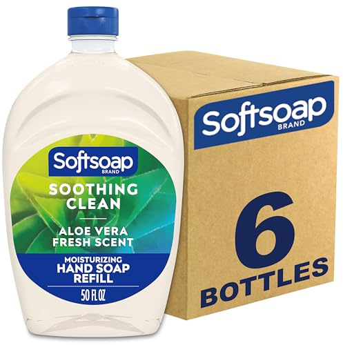 Softsoap - US05264A SOFTSOAP Liquid Hand Soap Refill, Soothing Aloe Vera, 50 Ounce Bottle, Bathroom Soap, Bulk Soap, Moisturizing Hand Soap, Premium Scented Hand Soap (Pack of 6) Packaging May Vary