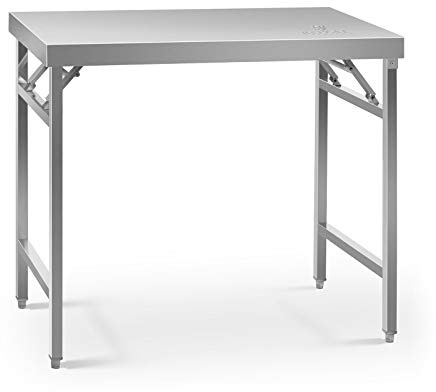 Royal Catering rostfritt stål fällbart arbetsbord bärbar bänkskiva catering 60 x 100 cm 200 kg RCAT-100/60KE (höjd 90,5 cm, höjdjusterbara fötter 10 mm, vikbar)