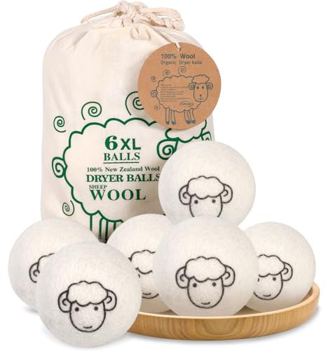 6 XL Sèche-linge Balles balles de séchage de Laine de Mouton pour sèche-Linge,Adoucissant naturel