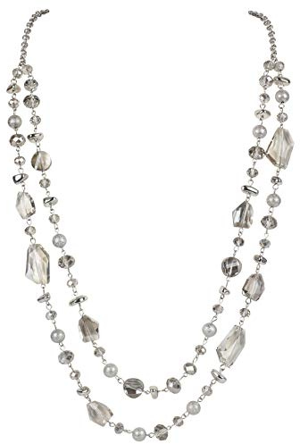 Bocar 2 Layer Long Beaded Necklace Crystal Beads Strand Bridal Jewelry (NK-10640)