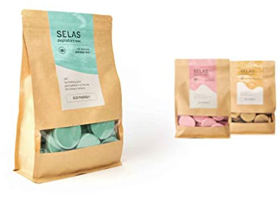 Cera depilatoria 1Kg SELAS. Per scegliere Naturale, Rosa Canina o Aloe Vera. Realizzato con prodotti naturali e sostenibili. (Aloe Vera). Cera a caldo, professionale, brasiliana, cereta, in dischi.