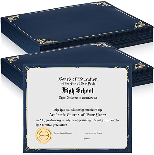 Fainne 100 Pcs Certificate Holder Foil Border Bulk 8.5 x 11 Inch Single Sided Award Diploma Cover for Letter Size Cardstock Document Paper Graduation School Marriage Supplies