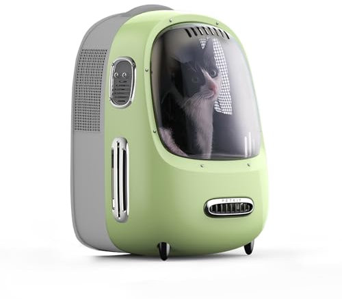 PETKIT Rucksäcke für Hunde & Katzen-Rucksack, Eingebauter Lüfter und LED-Licht für geräumige Belüftung und geringes Gewicht. (Keine Mobile Stromversorgung)(Grün)