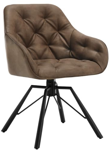 WOLTU Chaise pivotante salle à manger en cuir synthétique, métal, pour salle à manger, cuisine, salon Marron