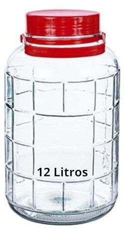 Bote de Cristal Grande con Asa de 12 Litros y Doble Tapa - Garrafa Grande de Vidrio de 12 Litros con Asa - Perfecto para Alimentos Humedos y Secos, Encurtidos, Artículos - Bidón de Vidrio Resistente
