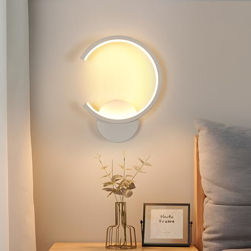 Pheashine Applique da Parete Interno, Lampada a Muro Moderna, Bianco 3000K Luce Calda, Lampada da Parete LED per Camera da Letto, Soggiorno, Corridoio