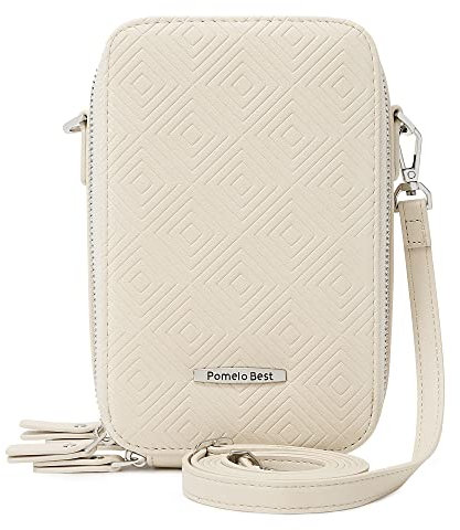 Pomelo Best Umhängetasche Damen Klein Handytasche zum Umhängen mit Reißverschluss Gesteppte Crossbody Bag für Alltag, Reisen, Einkaufen, Dating, Pendeln Creme (Pendeln Creme)