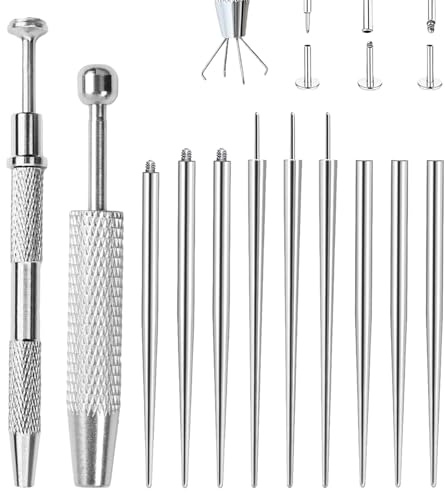 Pluvyze 11 Stück Piercing EinfüHrhilfe, Piercing Zange FüR Kugeln Taper, öFfnungs- Und Ersatz-Werkzeuge, 14G 16G 18G 20G Zubehör, Für Ohr/Nase/Lippe/Bauch/Brustwarze/Zunge