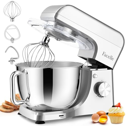 Batidora Amasadora 1500W, Bol de Acero Inoxidable 5,5L, 10 Velocidades